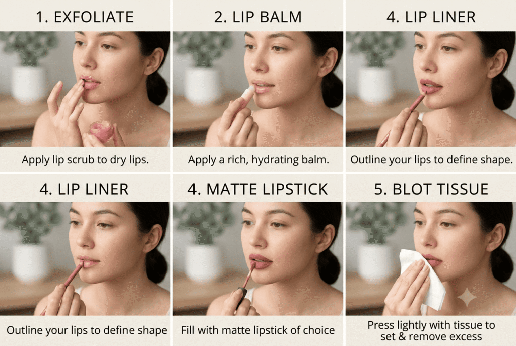 Steps to make matte lipstick last longer
